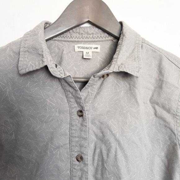 Toad & Co Lightfoot Graphic Button Down Shirt Medium Gray Woven - Picture 2 of 6